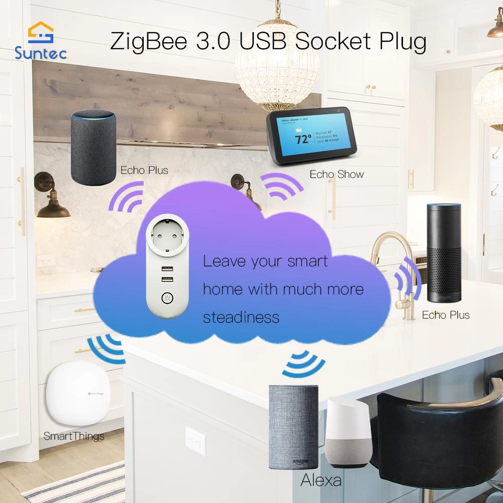 Zigbee Dual USB Smart Wireless Socket Plug