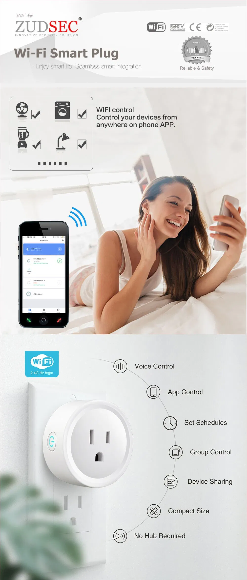 EU/UK/Us/Vn WiFi Socket Energy Monitor Smart Home WiFi Plug for Smart Life