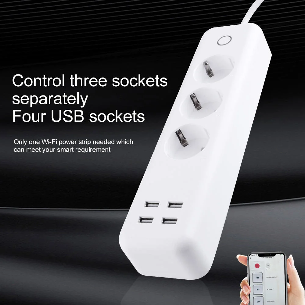 European Power Strip Electrical Plugs Sockets Desktop USB Switch Smart Power Strip Extension Adapter