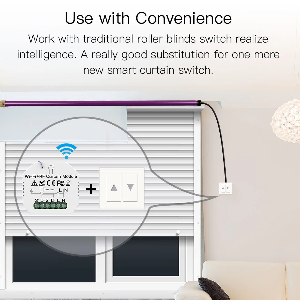 WiFi+RF433 Mini DIY Smart Roller Blinds Shutters Curtain Switch Module