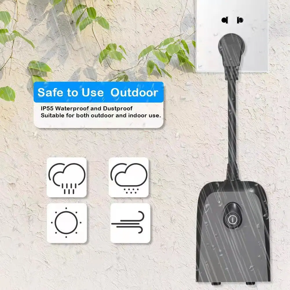 Outdoor Smart Plug IP44 Waterproof Smart Home Wi-Fi Outlet with 2 Sockets