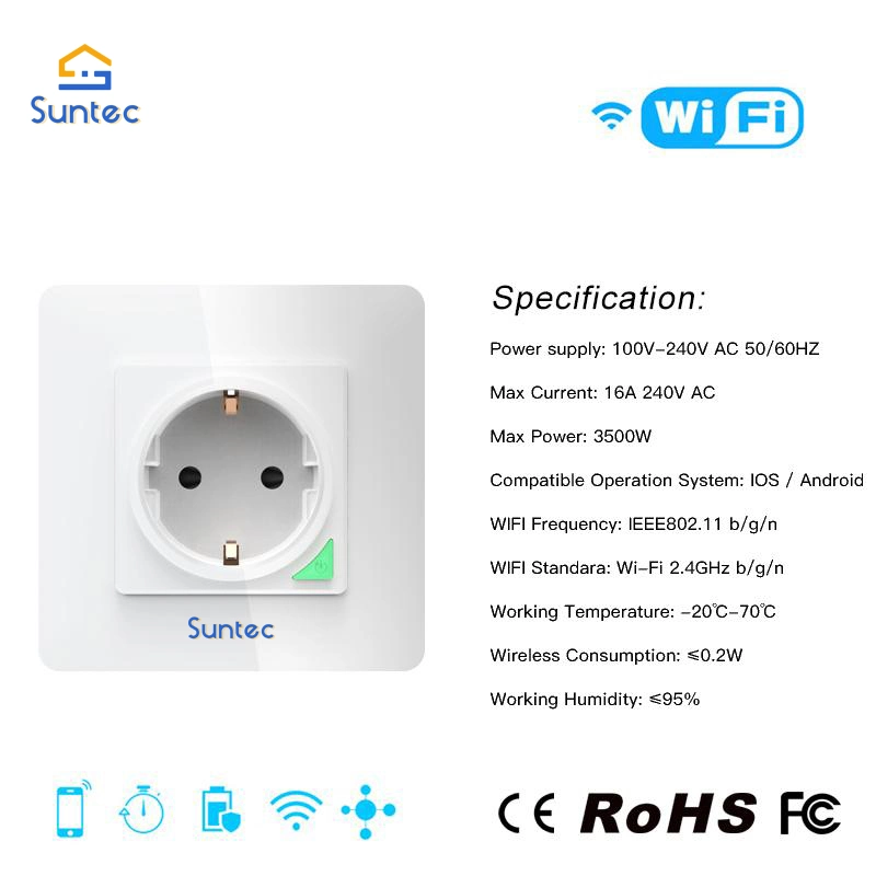 WiFi/Zigbee Smart Socket Removable Detachable From Wall Plate White Black Socket