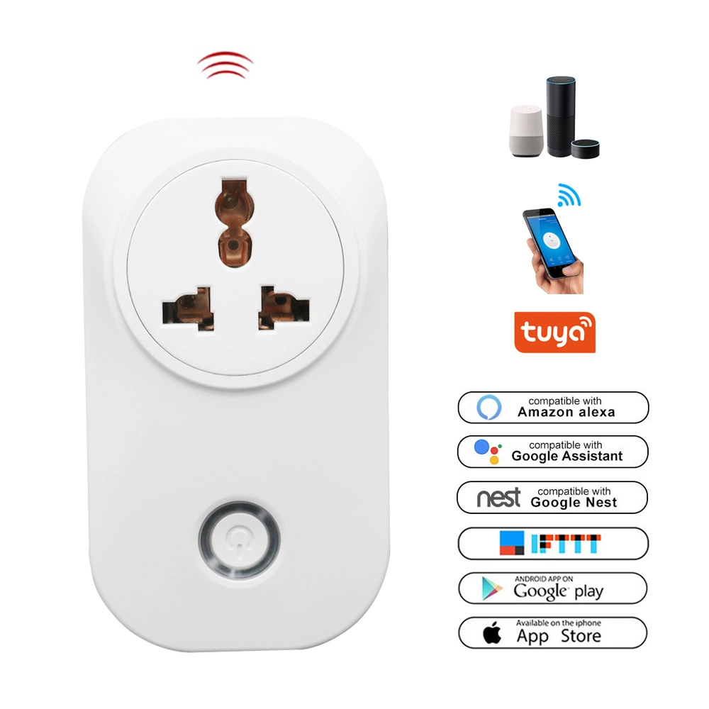 Tuya Alexa Google Energy Monitoring 10A/16A India/South Africa Type Home Power Smart WiFi Plug Socket