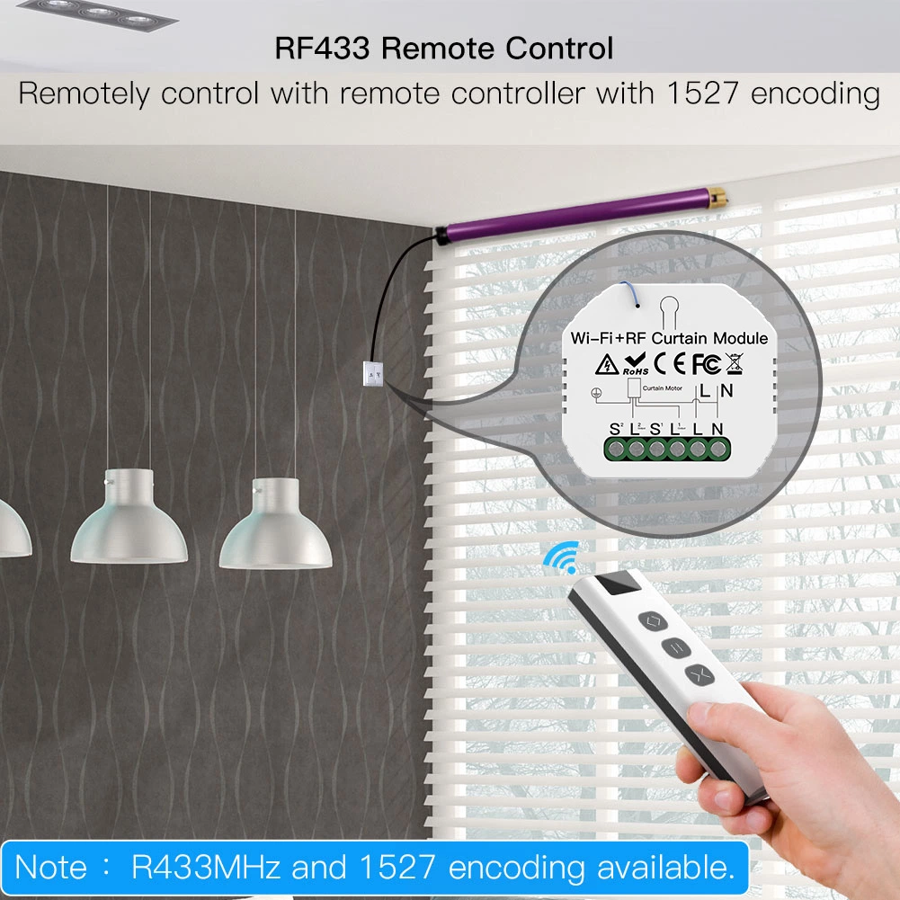 WiFi+RF433 Mini DIY Smart Roller Blinds Shutters Curtain Switch Module