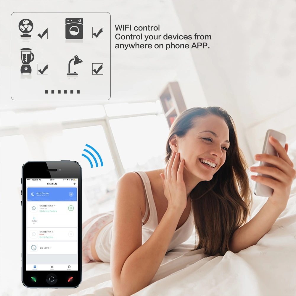 Hot Selling 10A EU UK Us Alexa Google Home Tuya Wall Smart Socket Remote Control Mini WiFi Smart Plug